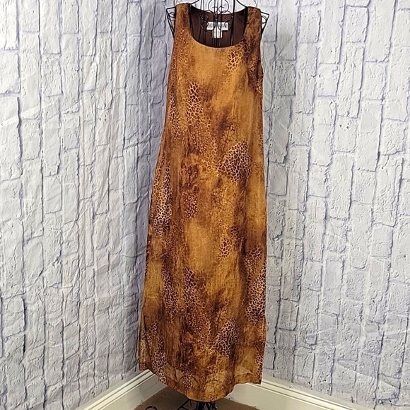 JESSICA HOWARD Brown Animal Print‎ Sleeveless Maxi Dress Size 6 - Picture 1 of 7